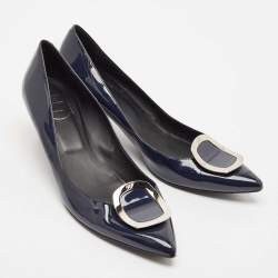Pre Owned Roger Vivier Navy Blue Patent Leather Sexy Choc Pumps Size 41