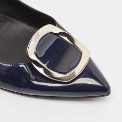 Pre Owned Roger Vivier Navy Blue Patent Leather Sexy Choc Pumps Size 41