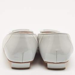 Pre Owned Roger Vivier Grey Suede and Patent Leather Belle Vivier Ballet Flats Size 38.5