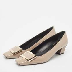Pre Owned Roger Vivier Beige Patent Leather Belle Vivier Pumps Size 41