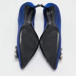 Roger Vivier Blue Glitter Fabric Efflorescence Pumps Size 38
