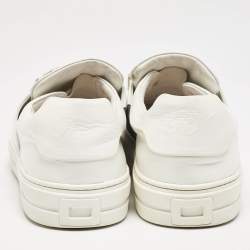 Pre Owned Roger Vivier White Leather Sneaky Viv Crystal Embellished Slip On Sneakers Size 38