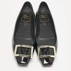 Pre Owned Roger Vivier Black Patent Leather Belle Ballet Flats Size 41
