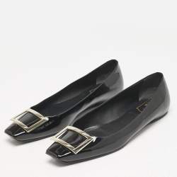 Pre Owned Roger Vivier Black Patent Leather Belle Ballet Flats Size 41