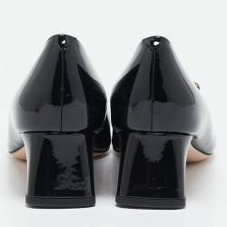 Pre Owned Roger Vivier Black Patent Leather Belle Vivier Block Heel Pumps Size 37