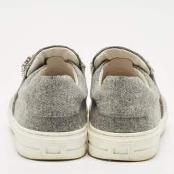 Roger Vivier Grey Wood  Crystal Embellished Slip On Sneakers Size 38