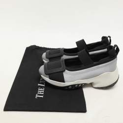 Roger Vivier Blue/Black Satin Embellished Slip On Sneakers Size 37