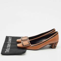 Roger Vivier Brown Leather Buckle Block Heel Pumps Size 36