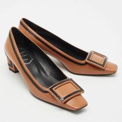 Roger Vivier Brown Leather Buckle Block Heel Pumps Size 36