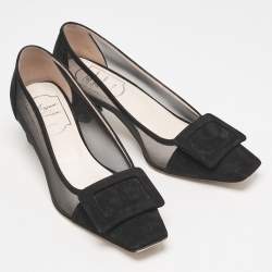 Pre Owned Roger Vivier Black Mesh and Suede Belle Vivier Pumps Size 36