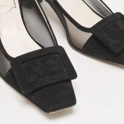 Pre Owned Roger Vivier Black Mesh and Suede Belle Vivier Pumps Size 36