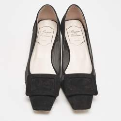 Pre Owned Roger Vivier Black Mesh and Suede Belle Vivier Pumps Size 36