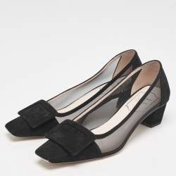 Pre Owned Roger Vivier Black Mesh and Suede Belle Vivier Pumps Size 36