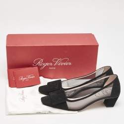 Pre Owned Roger Vivier Black Mesh and Suede Belle Vivier Pumps Size 36