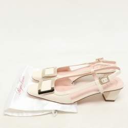 Pre Owned Roger Vivier Cream Patent Leather Belle Vivier 45  Slingback Pumps Size 39