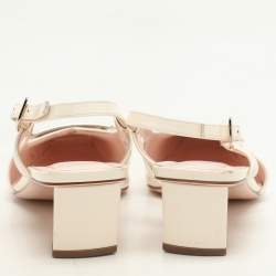 Pre Owned Roger Vivier Cream Patent Leather Belle Vivier 45  Slingback Pumps Size 39
