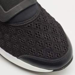 Roger Vivier Black/White Mesh and Neoprene Viv Run Sneakers Size 38.5