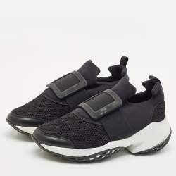 Roger Vivier Black/White Mesh and Neoprene Viv Run Sneakers Size 38.5