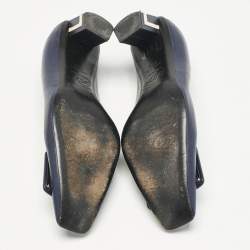 Roger Vivier Navy Blue Leather Buckle Detail Pumps Size 37.5