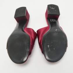 Roger Vivier Burgundy Satin Crystal Embellished Slide Sandals Size 38