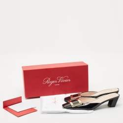 Roger Vivier Black Patent Leather Belle Vivier Mules Size 38