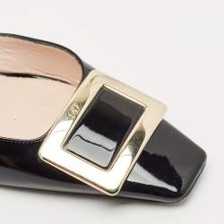 Roger Vivier Black Patent Leather Belle Vivier Mules Size 38