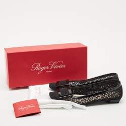Roger Vivier Black Mesh and Patent Leather Belle Vivier Ballet Flats Size 37.5