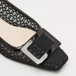 Roger Vivier Black Mesh and Patent Leather Belle Vivier Ballet Flats Size 37.5
