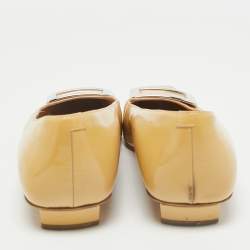 Roger Vivier Beige Leather Trompette Flats Size 40.5