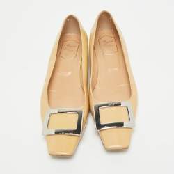 Roger Vivier Beige Leather Trompette Flats Size 40.5
