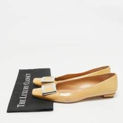 Roger Vivier Beige Leather Trompette Flats Size 40.5