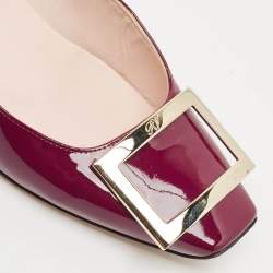 Pre Owned Roger Vivier Burgundy Patent Leather Trompette Pumps Size 37