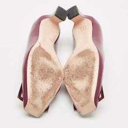 Pre Owned Roger Vivier Burgundy Patent Leather Trompette Pumps Size 37