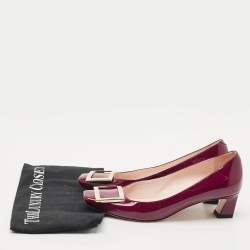 Pre Owned Roger Vivier Burgundy Patent Leather Trompette Pumps Size 37