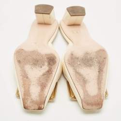 Roger Vivier Cream Patent Leather Belle Vivier Mules Size 37