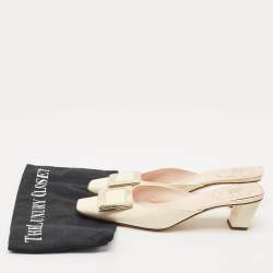 Roger Vivier Cream Patent Leather Belle Vivier Mules Size 37