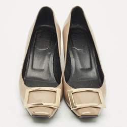 Roger Vivier Dark Beige Patent Leather Trompette Pumps Size 37