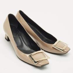 Roger Vivier Dark Beige Patent Leather Trompette Pumps Size 37