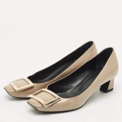 Roger Vivier Dark Beige Patent Leather Trompette Pumps Size 37
