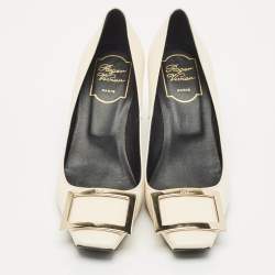 Pre Owned Roger Vivier White Leather Trompette Pumps Size 37