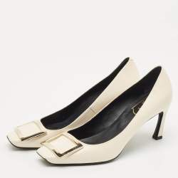 Pre Owned Roger Vivier White Leather Trompette Pumps Size 37