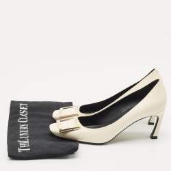 Pre Owned Roger Vivier White Leather Trompette Pumps Size 37