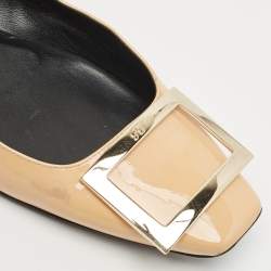 Pre Owned Roger Vivier Beige Patent Leather Trompette Ballet Flats Size 36