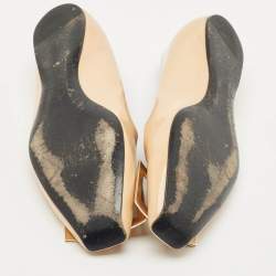 Pre Owned Roger Vivier Beige Patent Leather Trompette Ballet Flats Size 36