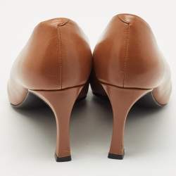 Pre Owned Roger Vivier Brown Leather Trompette Pumps Size 37.5