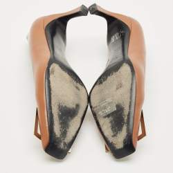 Pre Owned Roger Vivier Brown Leather Trompette Pumps Size 37.5