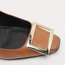 Pre Owned Roger Vivier Brown Leather Trompette Pumps Size 37.5