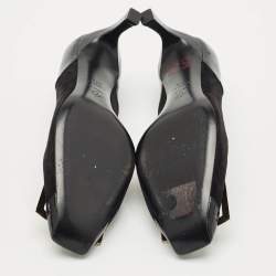 Pre Owned Roger Vivier Black Patent Leather and Suede Trompette Pumps Size 37.5