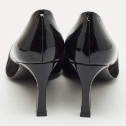 Pre Owned Roger Vivier Black Patent Leather and Suede Trompette Pumps Size 37.5