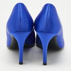 Pre Owned Roger Vivier Blue Satin Trompette Crystals Pumps Size 35.5
